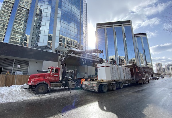 truck on city street