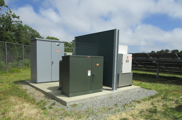 A solar facility’s electrical equipment pad  (photo credit Acentech)