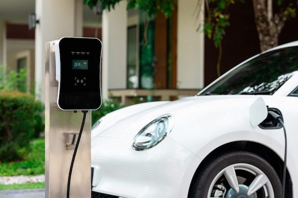 white ev charging