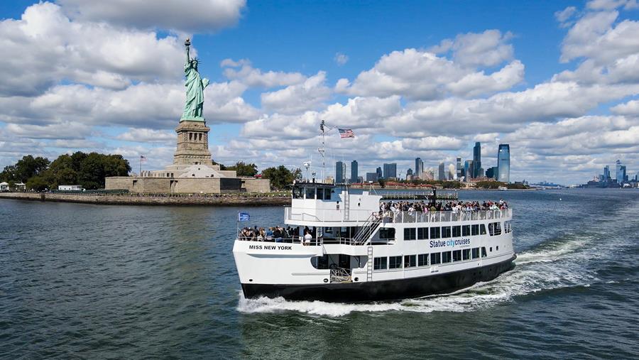 boat and Statue of Liberty