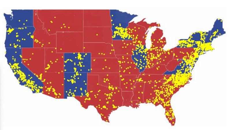 mostly red map