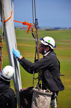 In the field, wind protection tape is often the best choice to repair damage and protect against further erosion; by utilizing a surface protection solution, rotor blades can stay functioning at their peak for as long as possible