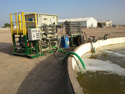 Algae Harvesting Technology Optimized (AHTO) Dissolved Air-flotation system in operation at UC San Diego - Scripps Algae-biodiesel Research Facility in the Sonoran Desert.