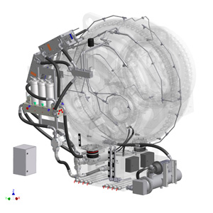 Sample of an integrated gearbox health maintenance system, incorporating filtration, cooling, conditioning, and monitoring functions in one system